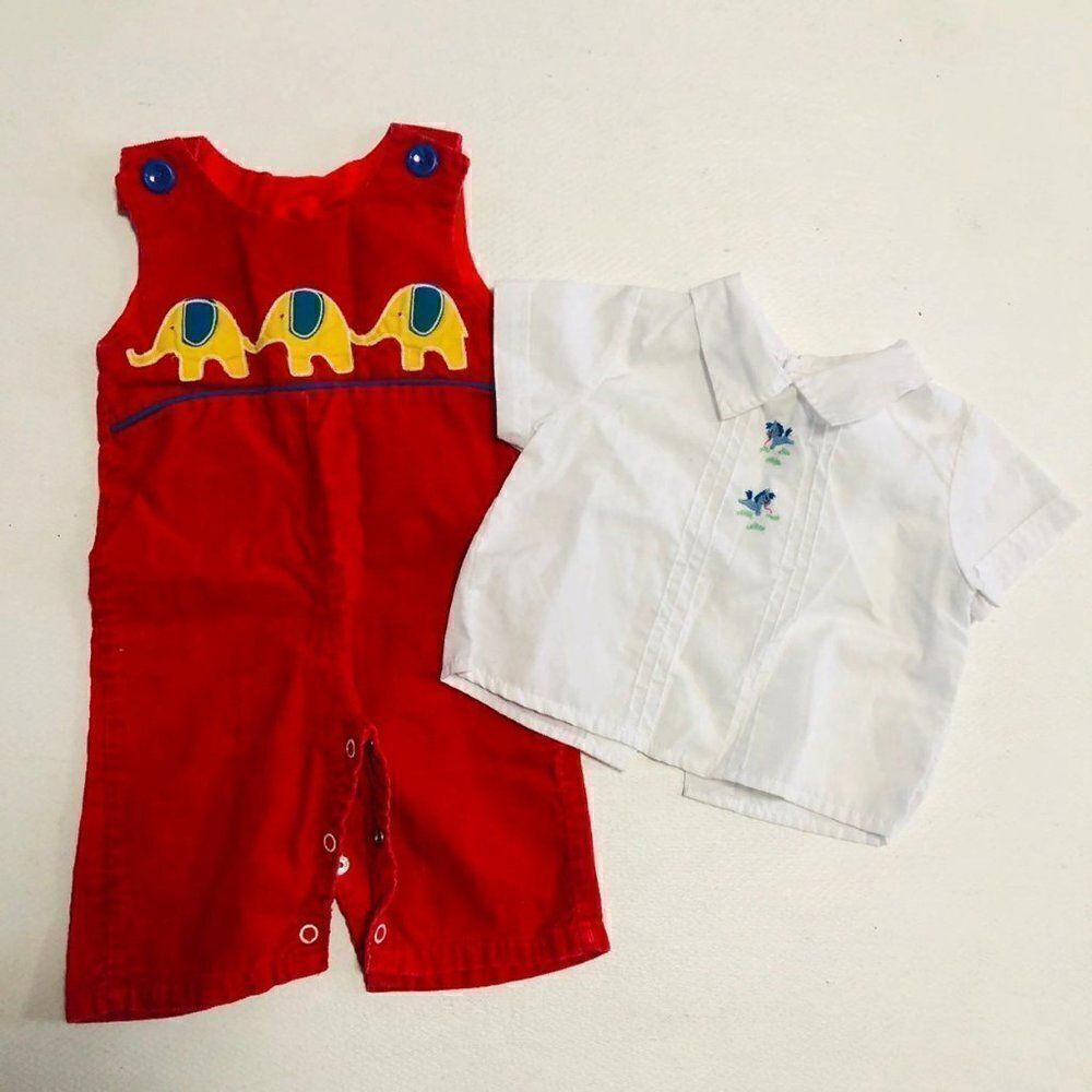Vintage JC Penny Boys Overalls Shirt 6-9 Months